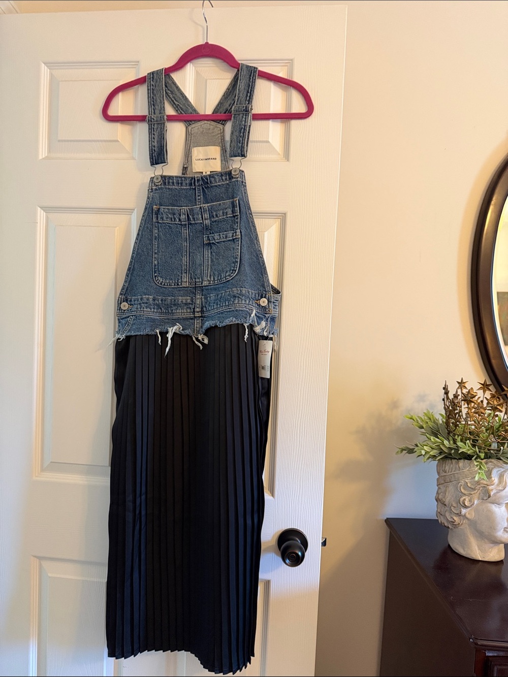 Lucky Brand overall Denim-Top with Black Pleated skirt Dress